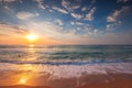 Beautiful tropical sunrise over the sea horizon and beach shore Royalty Free Stock Photo