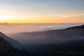 Beautiful sunrise over sea of fog at Mount Bromo in Bromo Tengger Semeru National Park, East Java, Indonesia Royalty Free Stock Photo