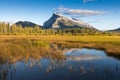 Beautiful sunrise over Vermillion Lake , Banff National Park, Alberta, Canada. Vermilion Lakes are a series of lakes Royalty Free Stock Photo