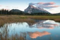 Beautiful sunrise over Vermillion Lake , Banff National Park, Alberta, Canada. Vermilion Lakes are a series of lakes Royalty Free Stock Photo