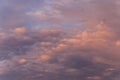 Beautiful sunrise pink soft sky with clouds background texture, heaven