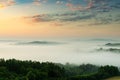 Beautiful Sunrise in Polish Mountains and Hillside at Ciezkowice in Lesser Poland