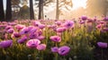 Beautiful Sunrise Poppies: Captivating Nature-inspired Camouflage In Rural China Royalty Free Stock Photo