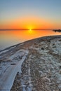 Beautiful sunrise on salt lake Chott el Djerid, Sahara desert, T Royalty Free Stock Photo