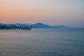 Beautiful sunrise scene on Alanya beach