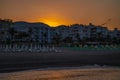 Beautiful sunrise scene on Alanya beach