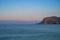 Beautiful sunrise scene on Alanya beach