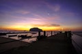Beautiful sunrise scene at local fisherman pier on small island
