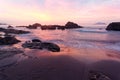 Beautiful sunrise scenery of a rocky beach in northern Taiwan