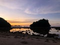 Beautiful sunrise scenery at Teluk Asmara beach Malang, Indonesia