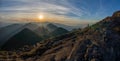 Beautiful sunrise in the serra fina mountains of the Brazilian mountain range in the Sierra da Mantiqueira