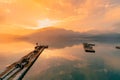 Beautiful sunrise and sky reflection over Sun Moon Lake