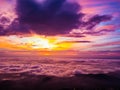 Beautiful Sunrise Sky with Sea of the mist of fog in the morning on Khao Luang mountain in Ramkhamhaeng National Park