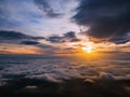 Beautiful Sunrise Sky with Sea of the mist of fog in the morning on Khao Luang mountain Royalty Free Stock Photo