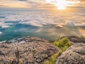 Beautiful Sunrise Sky with Sea of the mist of fog in the morning on Khao Luang mountain Royalty Free Stock Photo