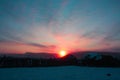 Beautiful sunrise on the snow at Mohe county, China