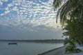 Beautiful sunrise of sunset at Ohoidertawun beach in Kei kecil island. Interesting clouds in blue sky