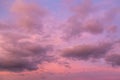 Beautiful sunrise, sunset purple pink violet blue sky with clouds abstract background texture Royalty Free Stock Photo