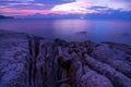 Beautiful sunrise or sunset seascape scenery over tropical sea in Phuket Thailand Epic dawn sea landscape with rocks in the