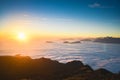 Beautiful sunrise on the top of the mountain LaoThan Royalty Free Stock Photo