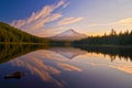 Beautiful sunrise in trillium lake Royalty Free Stock Photo