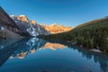 Sunrise at Moraine lake in Canadian Rockies, Banff National Park, Canada. Royalty Free Stock Photo