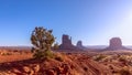 Beautiful sunrise view of famous Buttes of Monument Valley on the border between Arizona and Utah Royalty Free Stock Photo