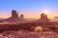 Beautiful sunrise view of famous Buttes of Monument Valley on the border between Arizona and Utah Royalty Free Stock Photo