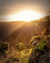 Beautiful sunrise view at Hanner Fels near Bad Urach in the Swabian Jura Royalty Free Stock Photo