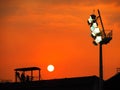 Beautiful Sunset above Baseball Stadium