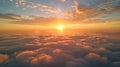 Beautiful sunset above the clouds. Aerial view. Royalty Free Stock Photo