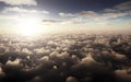 Beautiful sunset above clouds against blue sky Royalty Free Stock Photo