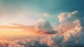 Beautiful sunset above clouds. Nature background. 3d illustration. Royalty Free Stock Photo