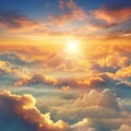 Beautiful sunset above the clouds,  Nature background Royalty Free Stock Photo