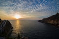 Beautiful sunset at acapulco la quebrada Royalty Free Stock Photo