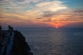 Beautiful sunset at acapulco la quebrada Royalty Free Stock Photo