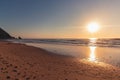 Beautiful sunset on the Adraga beach Royalty Free Stock Photo