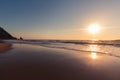 Beautiful sunset on the Adraga beach Royalty Free Stock Photo