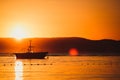 Beautiful sunset on Adriatic Sea coast in Croatia Royalty Free Stock Photo