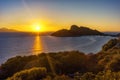 Beautiful sunset on Aegean Sea near the ruins of the Greek sity Knidos, Turkey