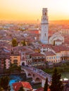 Beautiful sunset aerial view of  Verona, Veneto region, Italy Royalty Free Stock Photo