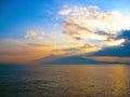 Beautiful sunset against a background of Pompeii Vesuvius volcano, Italy