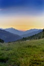 Beautiful sunset in alpine mountains Royalty Free Stock Photo