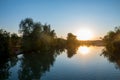 Beautiful sunset at Alz river, Truchtlaching Royalty Free Stock Photo