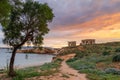 Amazing clouds over sea coast. Paros island in Greece Royalty Free Stock Photo