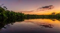 beautiful sunset on the amazon river in high resolution and sharpness Royalty Free Stock Photo
