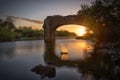 Sunset through the bridge of Trois-Bassins in Reunion Island