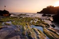 Beautiful Sunset At Bali view with cloudy sky at Tanah Lot Bali.