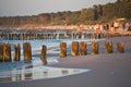 Beautiful sunset at baltic beach in Poland