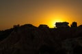 Beautiful sunset at a beach in Algarve, Portugal Royalty Free Stock Photo